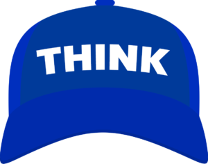 Thinking Cap Strategies LLC Logo {Blue cap with "THINK" across the front)